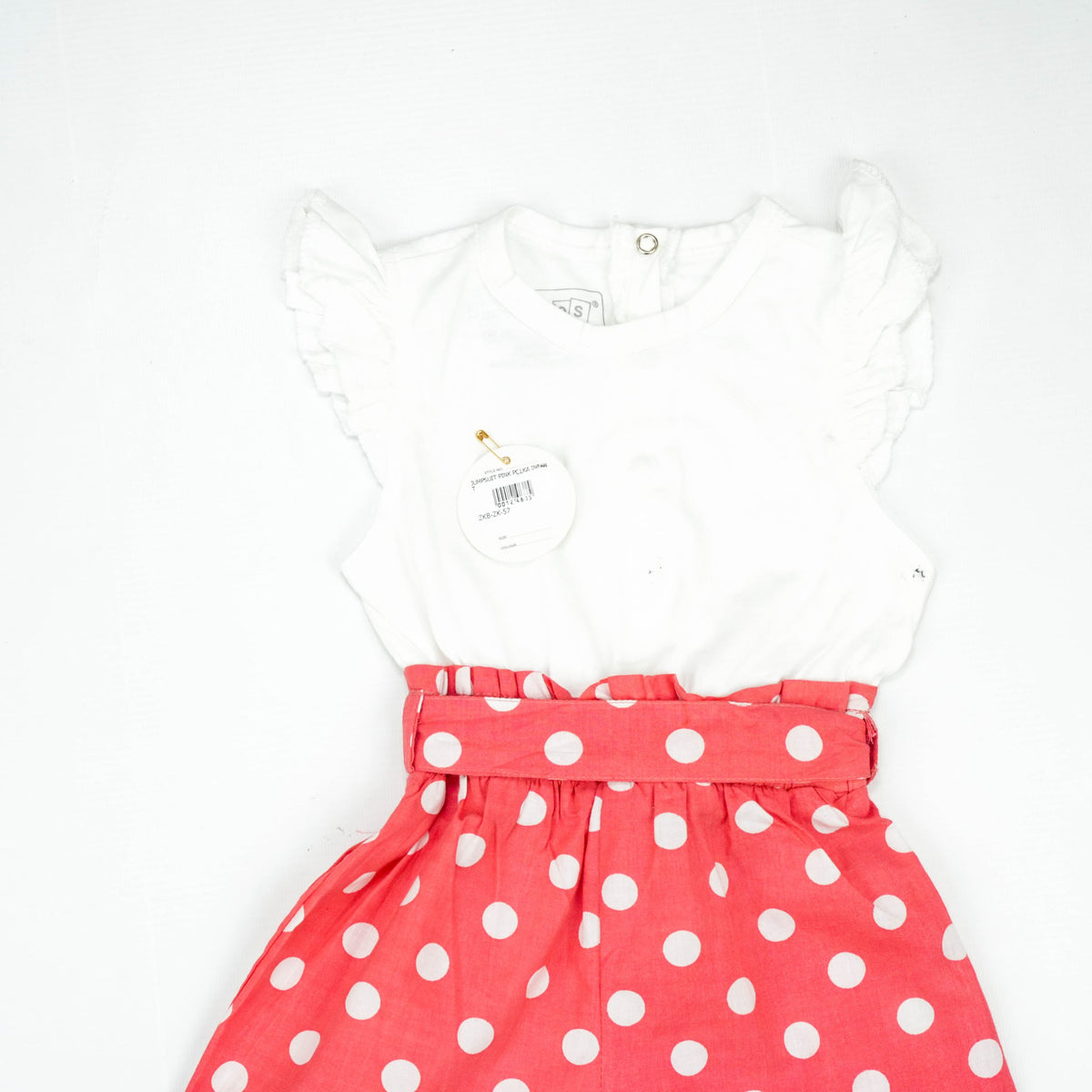 JUMPSUIT PINK POLKA INFANT - 6-12 Months