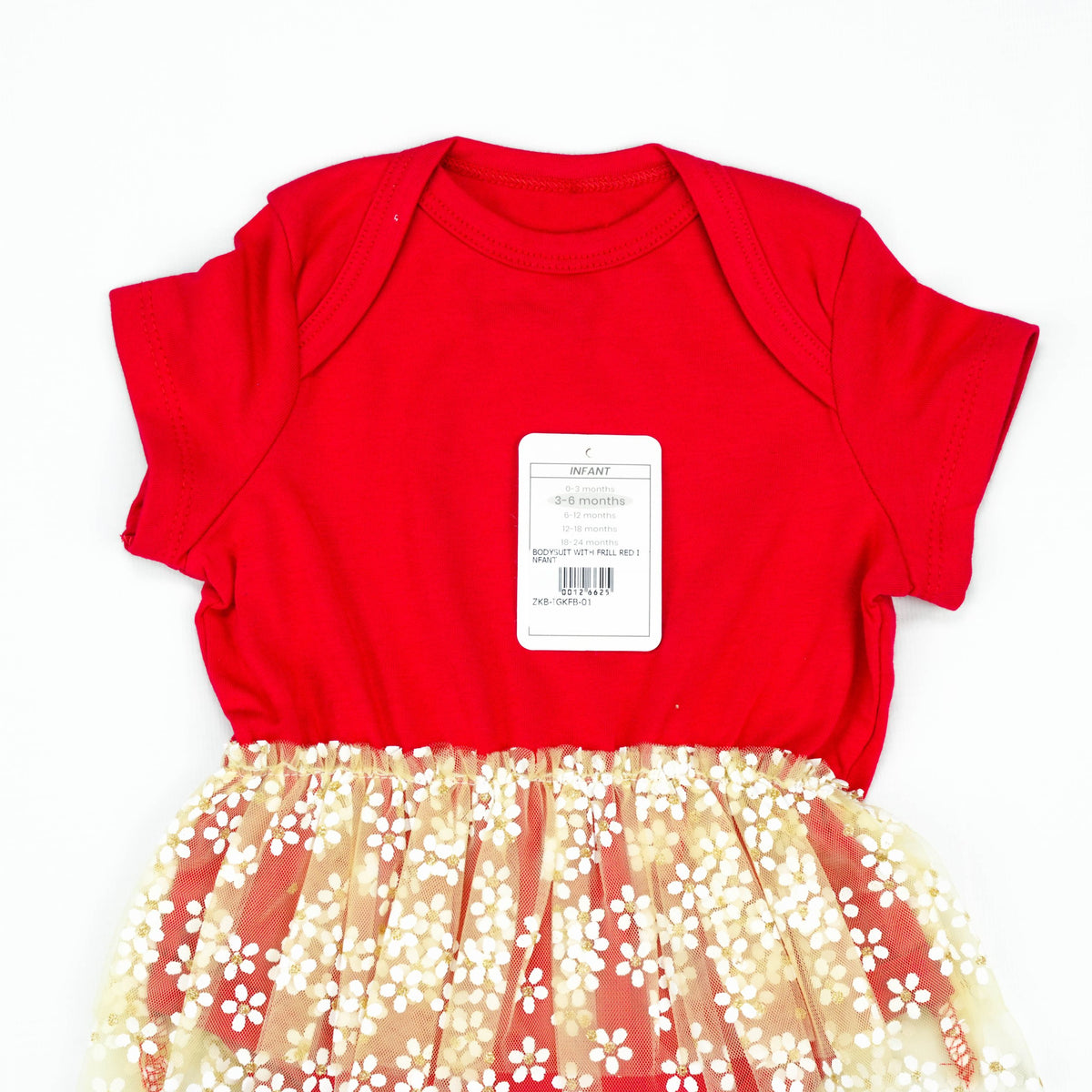 BODYSUIT WITH FRILL RED INFANT - 6-12 Months