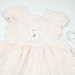 FROCK JACQUARD SLEEVE PEACH TODDLER - 3-4 Years