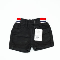 DENIM SHORTS BLACK RED ELASTIC INFANT - 12-18 Months