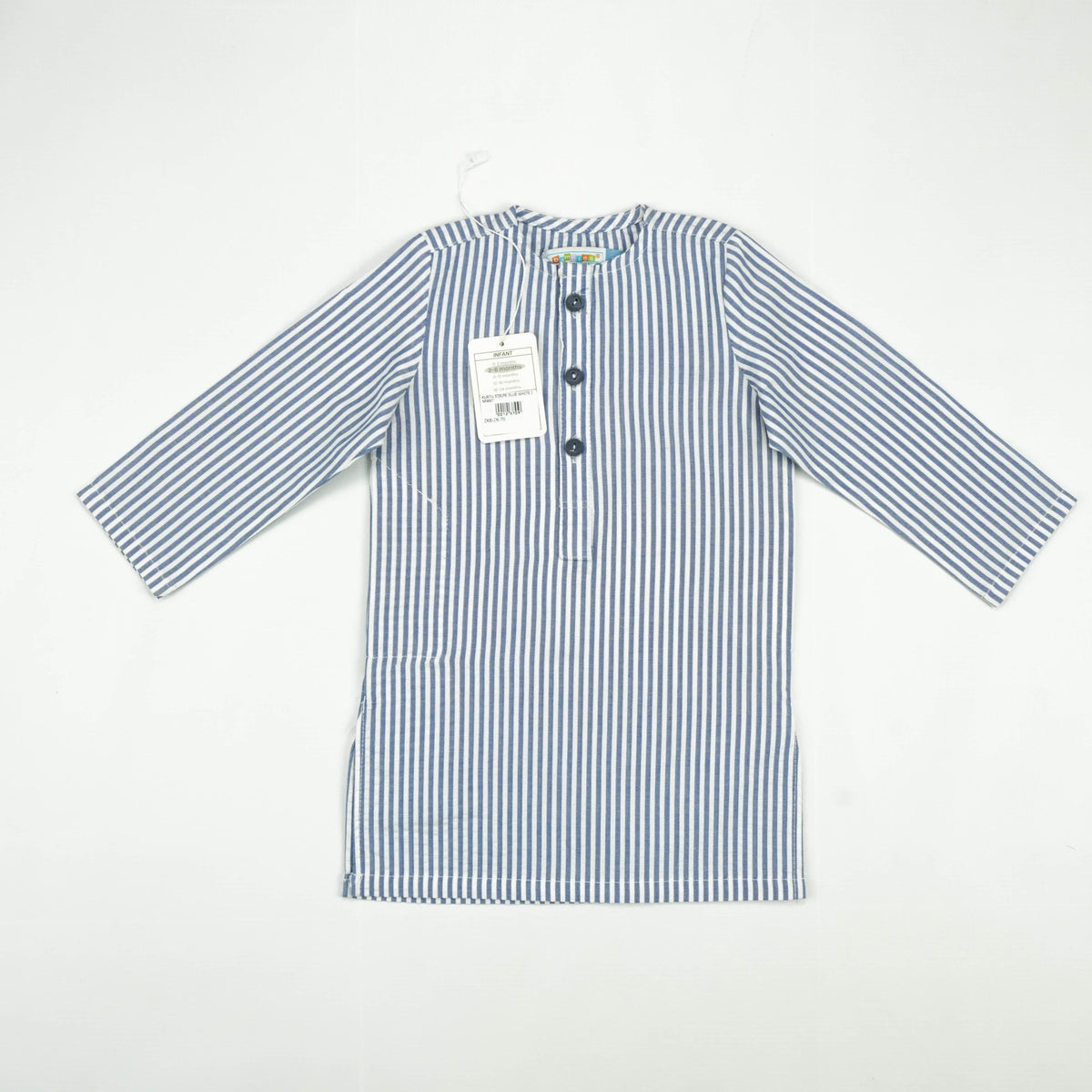 KURTA STRIPE BLUE WHITE INFANT - 0-3 Months