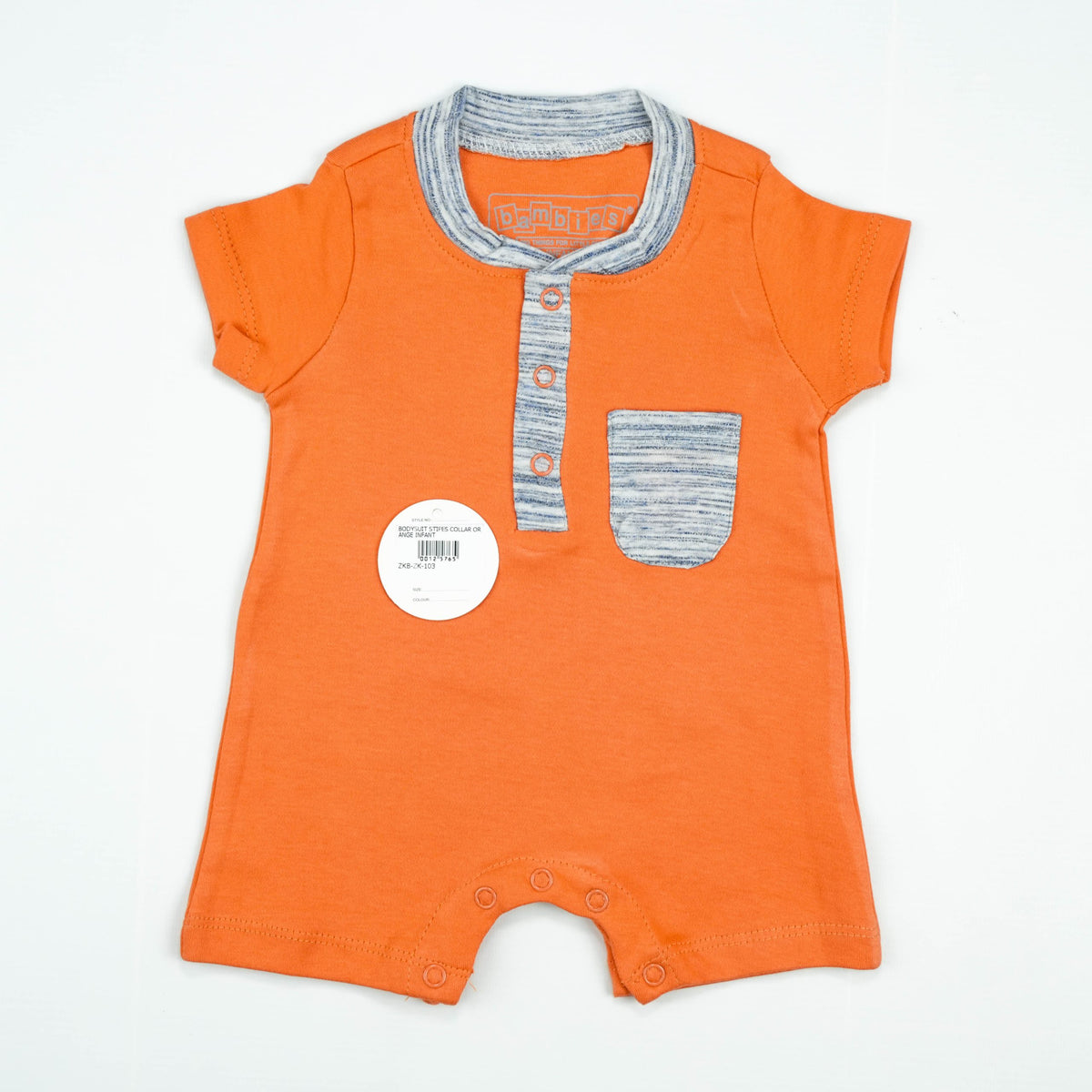 BODYSUIT STIPES COLLAR ORANGE INFANT - 12-18 Months