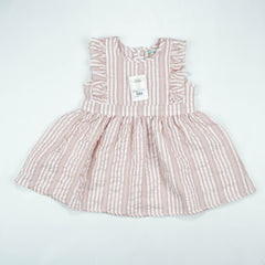 FROCK UPPER BODY FRILL PINK STRIPES - 18-24 Months