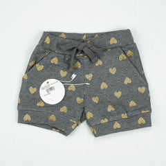 SHORTS BOTTOM HEM GLITTER HEART INFANT - 6-12 Months