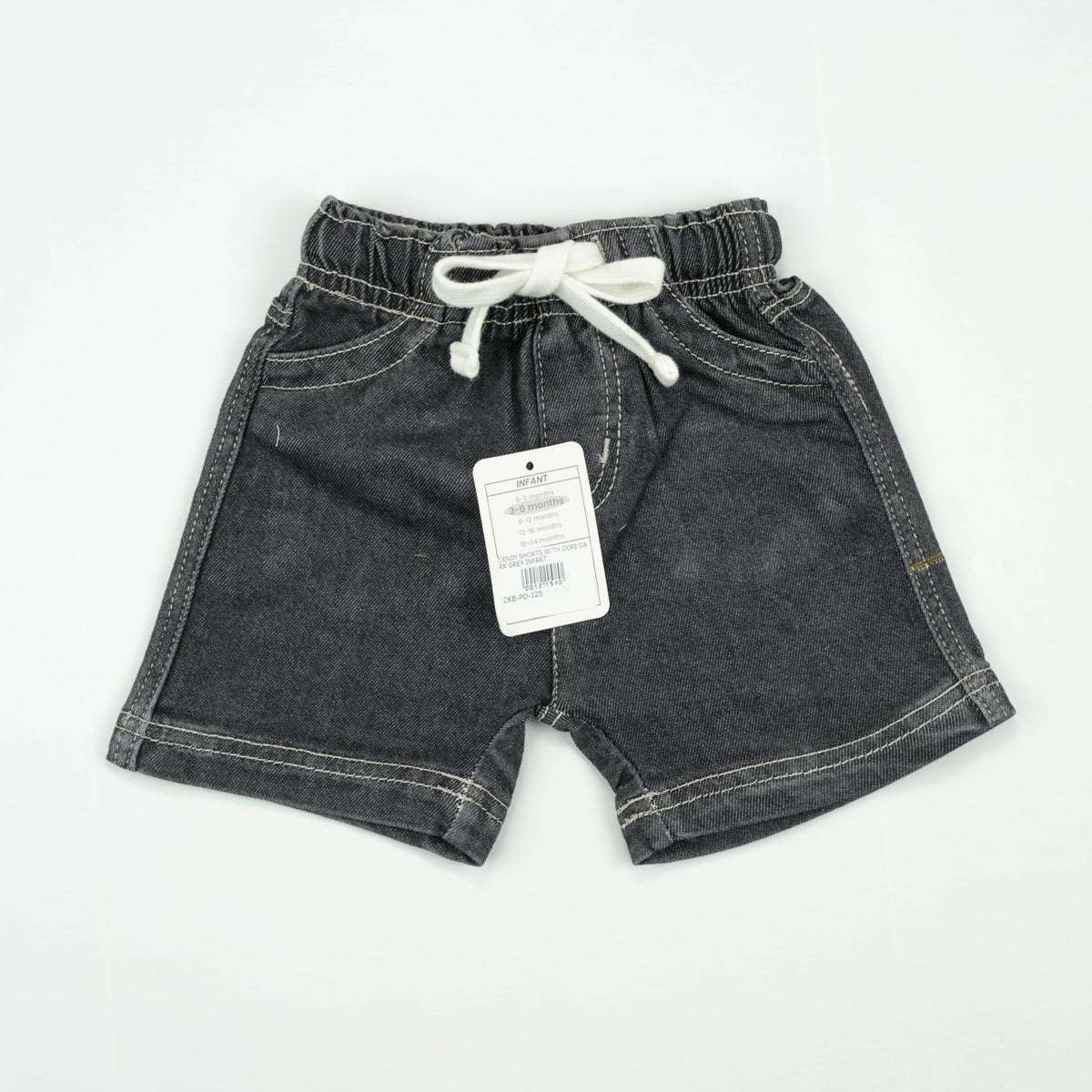 DENIM SHORTS WITH DORI DARK GREY INFANT - 6-12 Months
