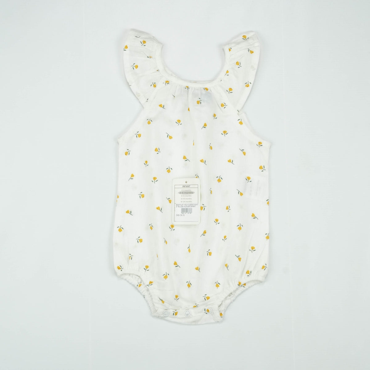 BODYSUIT YOLK SLEEVE WHITE YELLOW FLOWER INFANT - 12-18 Months
