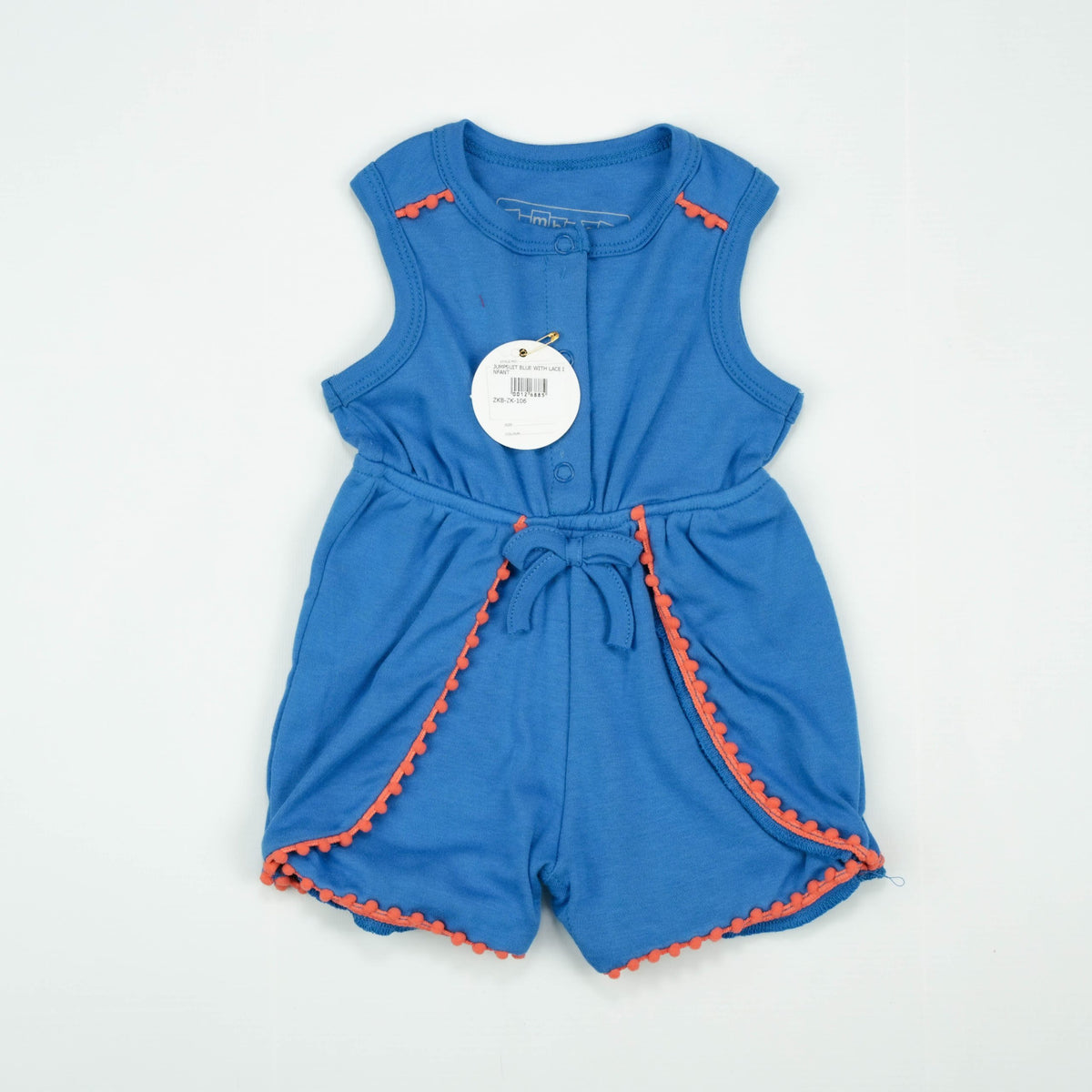 JUMPSUIT BLUE WITH LACE INFANT - 0-3 Months