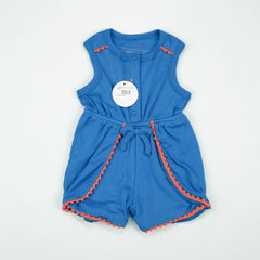 JUMPSUIT BLUE WITH LACE INFANT - 0-3 Months