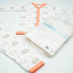 NIGHT SUIT 0-3M PEACH ELEPHANTS - New Born
