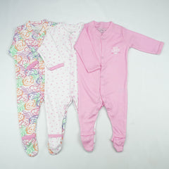 SLEEP SUIT PK3 3-6M B.PINK FLORAL - New Born