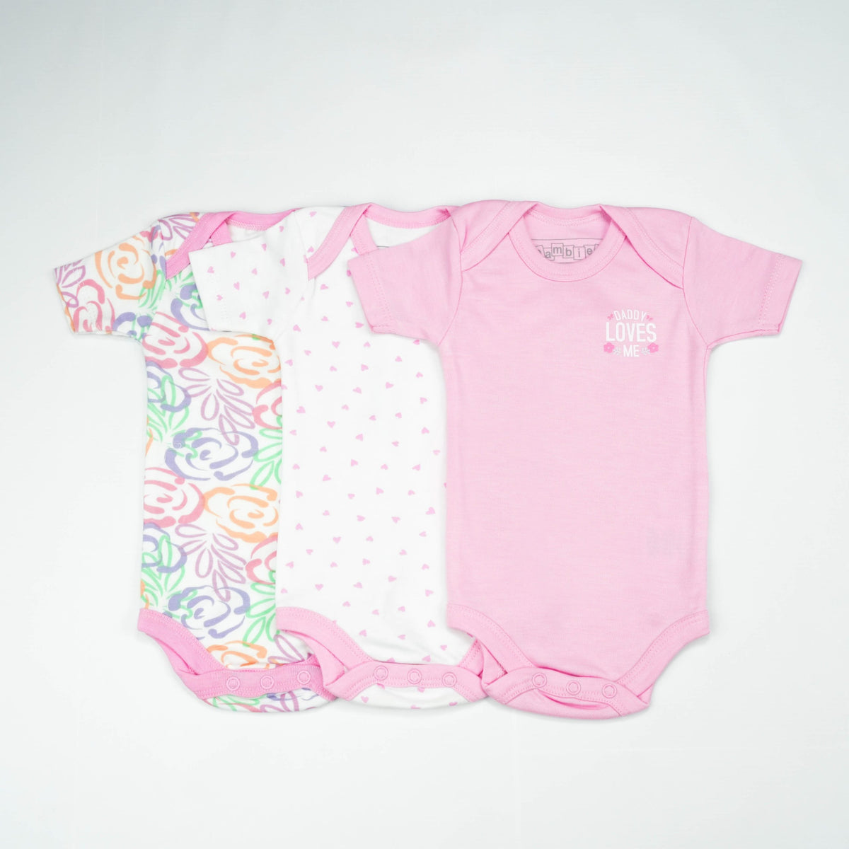 BODY SUIT PK3 0-3M B.PINK FLORAL - New Born
