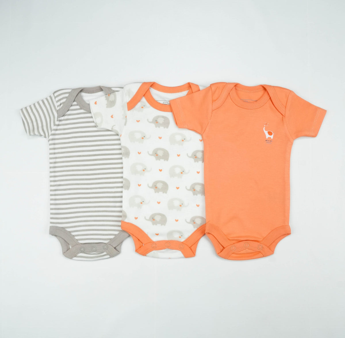 BODY SUIT PK3 NB PEACH ELEPHANT - New Born