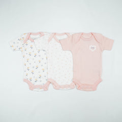 BODY SUIT PK3 NB LT PINK BLOSSOM - New Born
