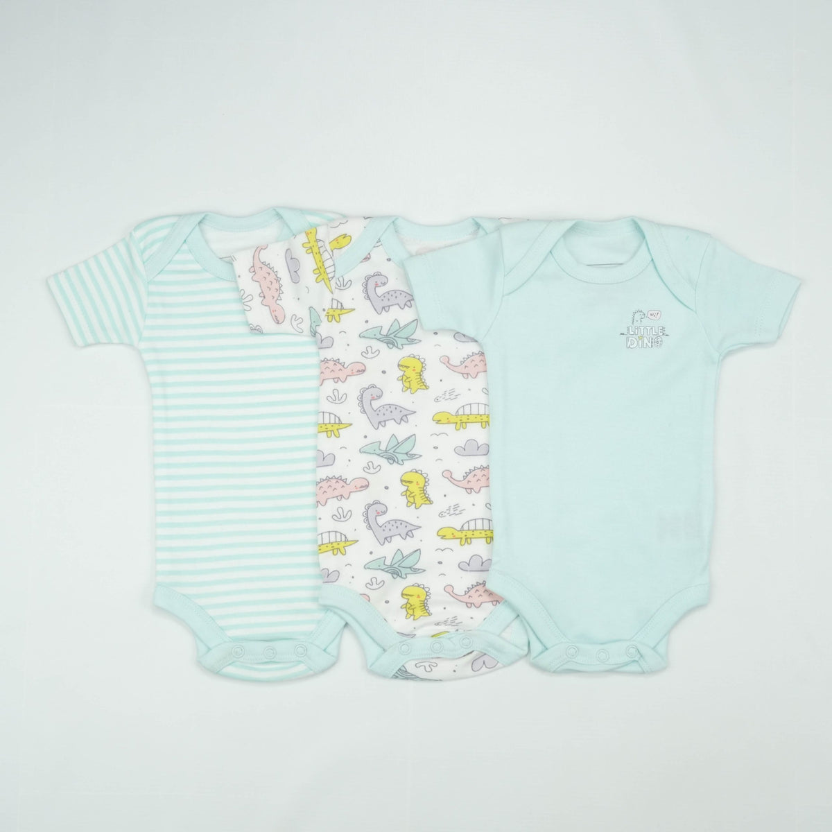 BODY SUIT PK3 0-3M B.BLUE DINO WORLD - New Born