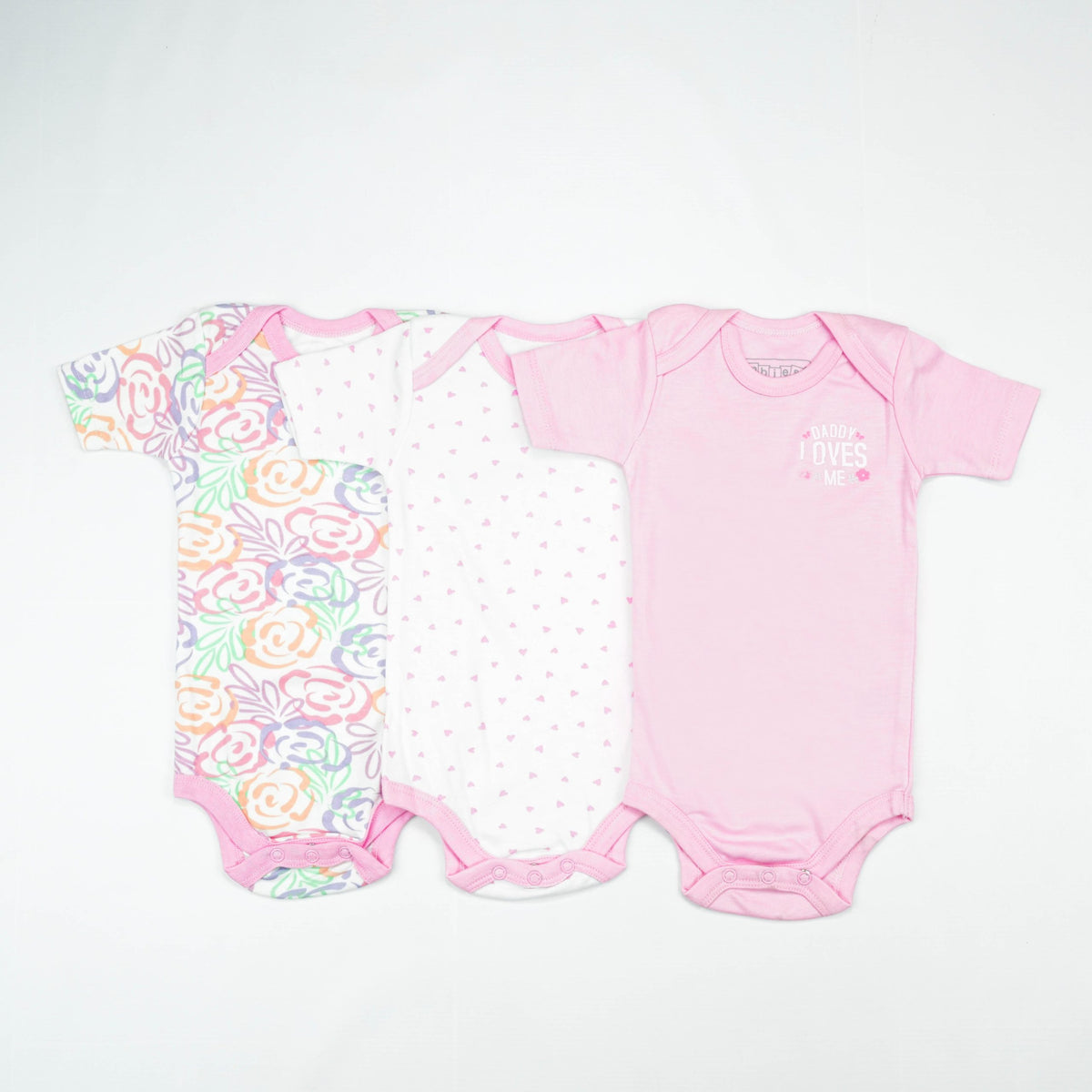 BODY SUIT PK3 6-12M B.PINK FLORAL - New Born