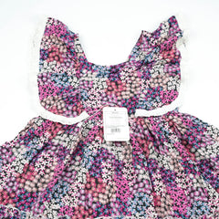 FROCK RUFFLE SLEEVE PURPLE FLOWER INFANT - 6-12 Months