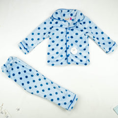 NIGHT SUIT FLEECES BLUE POLKA - 4-5 Years