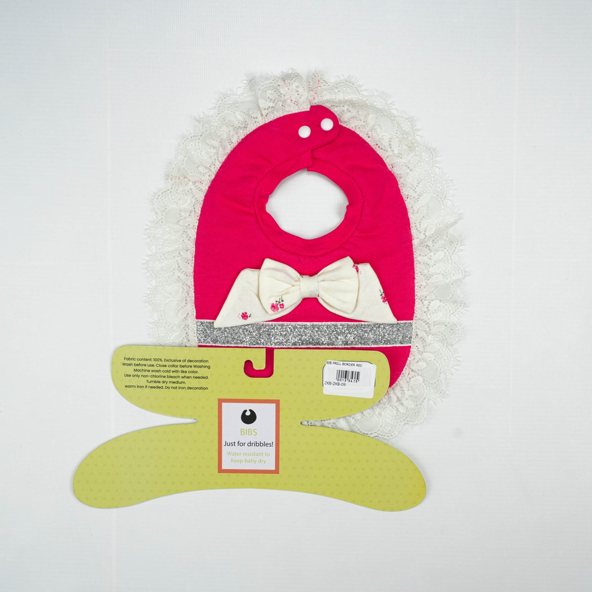 BIB FRILL BORDER RED - New Born
