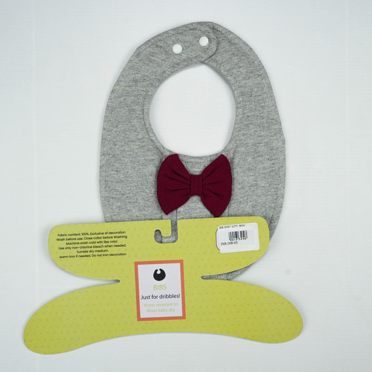 BIB GREY WITH BOW - New Born