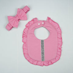 BIB SATIN FRILL PINK - New Born