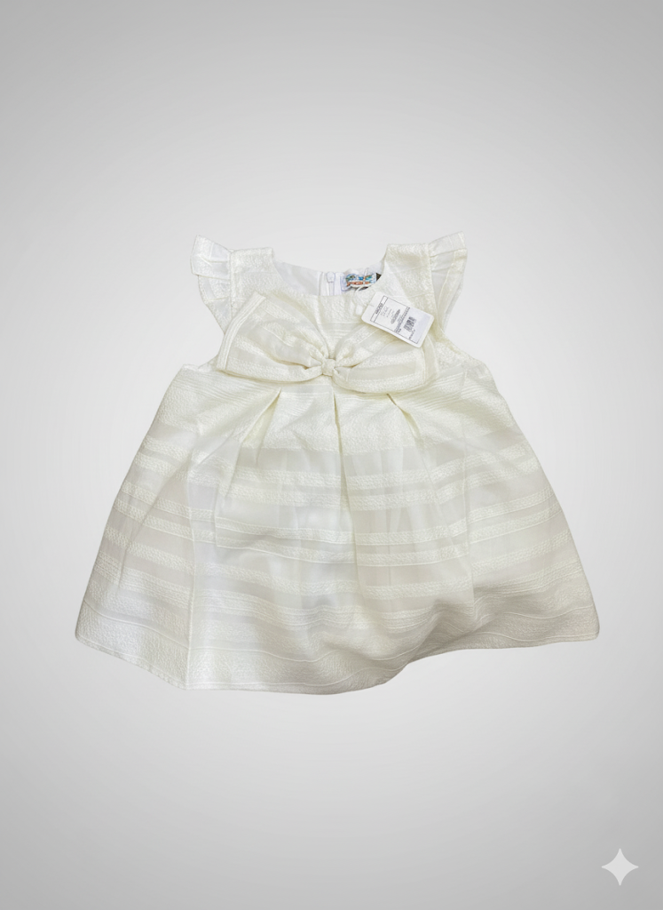 FROCK FRONT BOW WHITE TODDLER - New Born