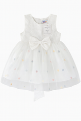 Frock Bow Style White Multi Flower Infant - 12-18 Months