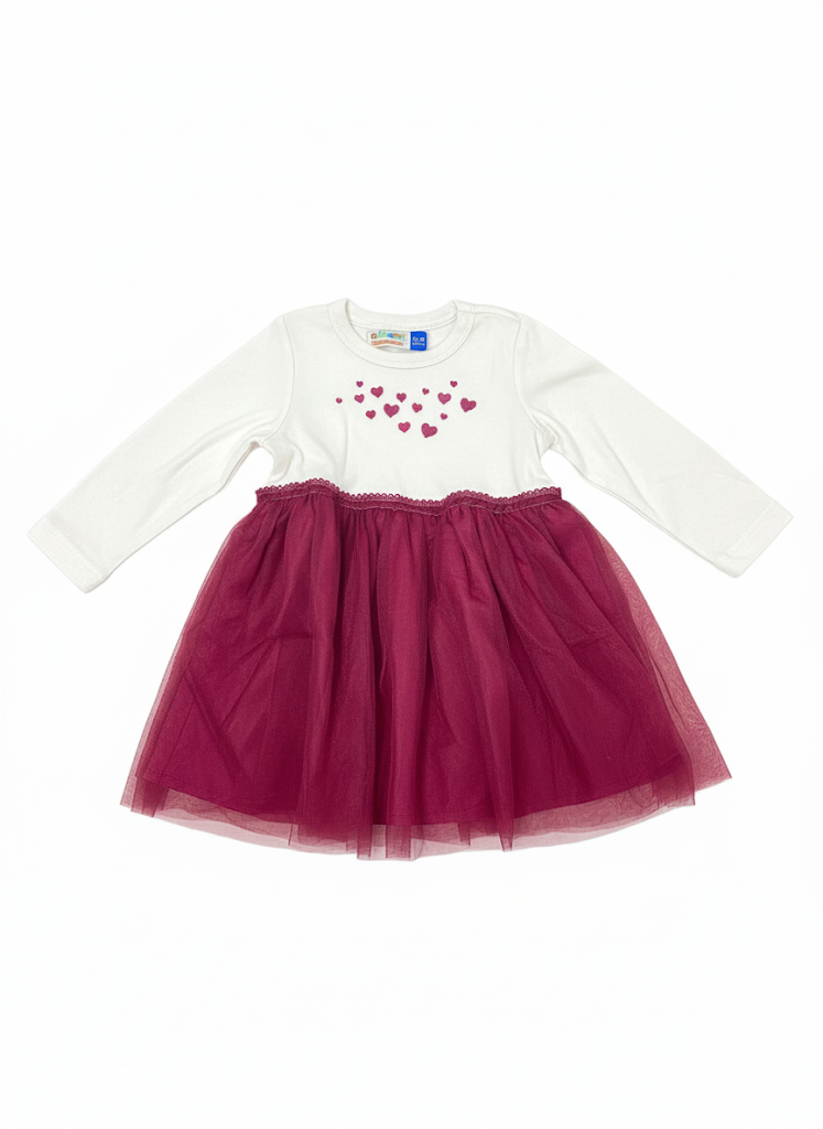 Frock Embro Maroon Infant - 3 Years