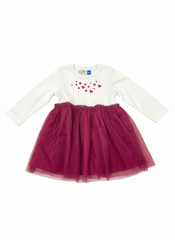 Frock Embro Maroon Infant - 3 Years