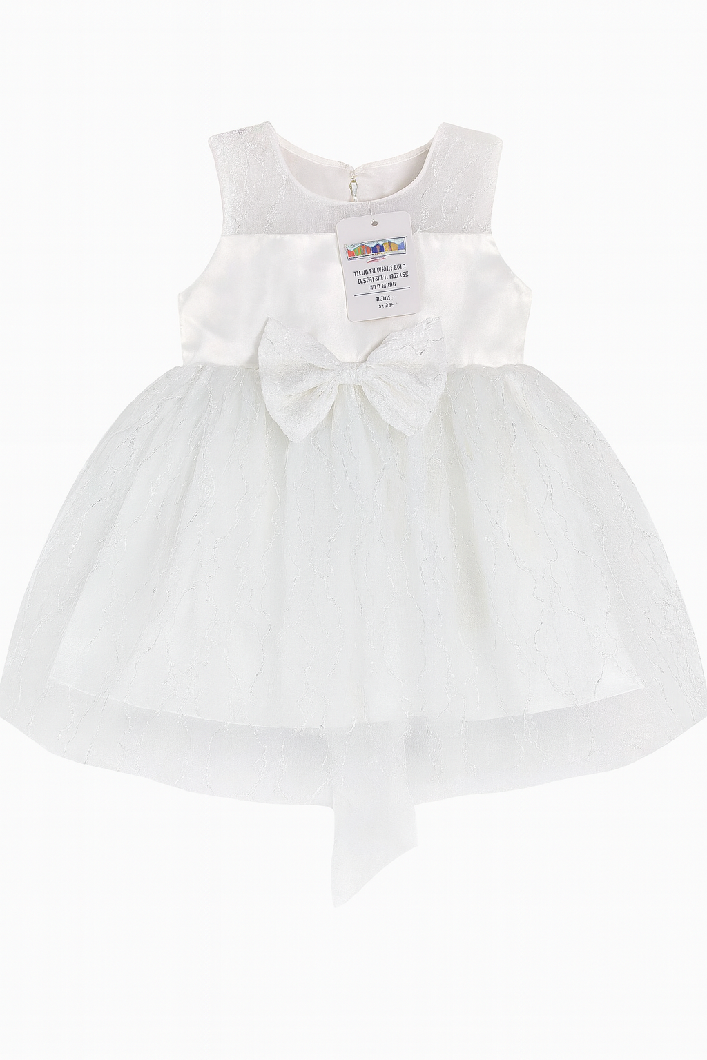 Frock With Net Sleeves White Infant - 6-12 Months