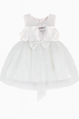 Frock With Net Sleeves White Infant - 12-18 Months