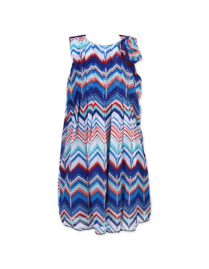 Frock pleated sleeves blue abstract toddler - Blue, 5 years