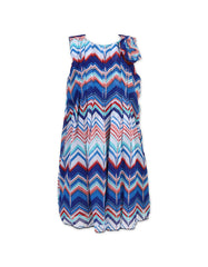 Frock pleated sleeves blue abstract toddler - Blue, 3 years