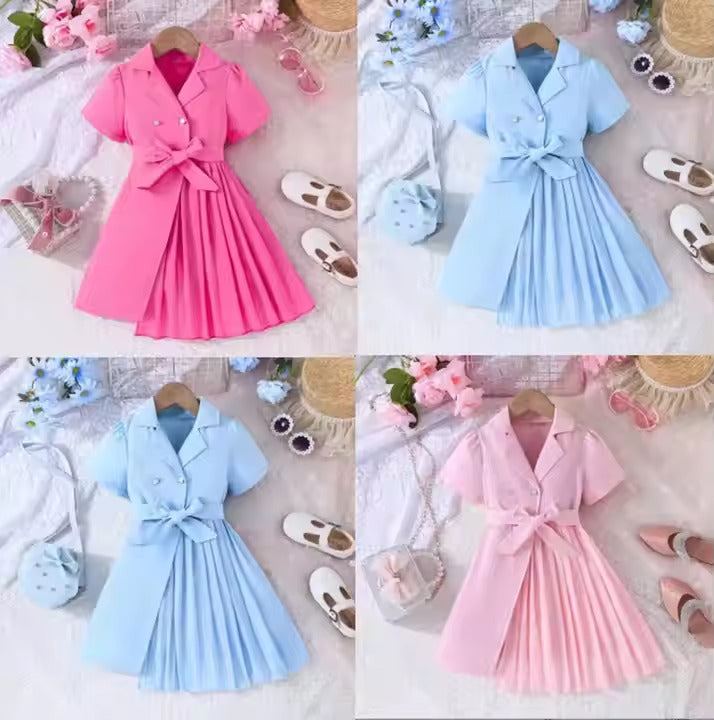 Elegant Pleated Party Dress - Blue, 4-5 Years