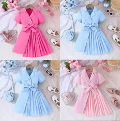Elegant Pleated Party Dress - Pink, 5-6 Years