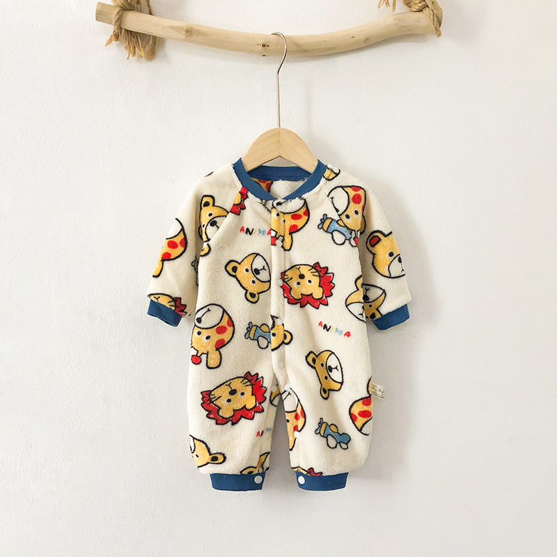 Winter Thickened Velvet Giraffe Sleepwear Onesie - Blue, 2-3 Years