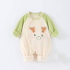 Baby fall cartoon cute crawl suit baby onesie - Brown, 1-2 Years