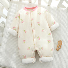Baby Rompers Boys Girls Cotton Overalls Long Sleeve Jumpsuit - Orange, 2-3 Years