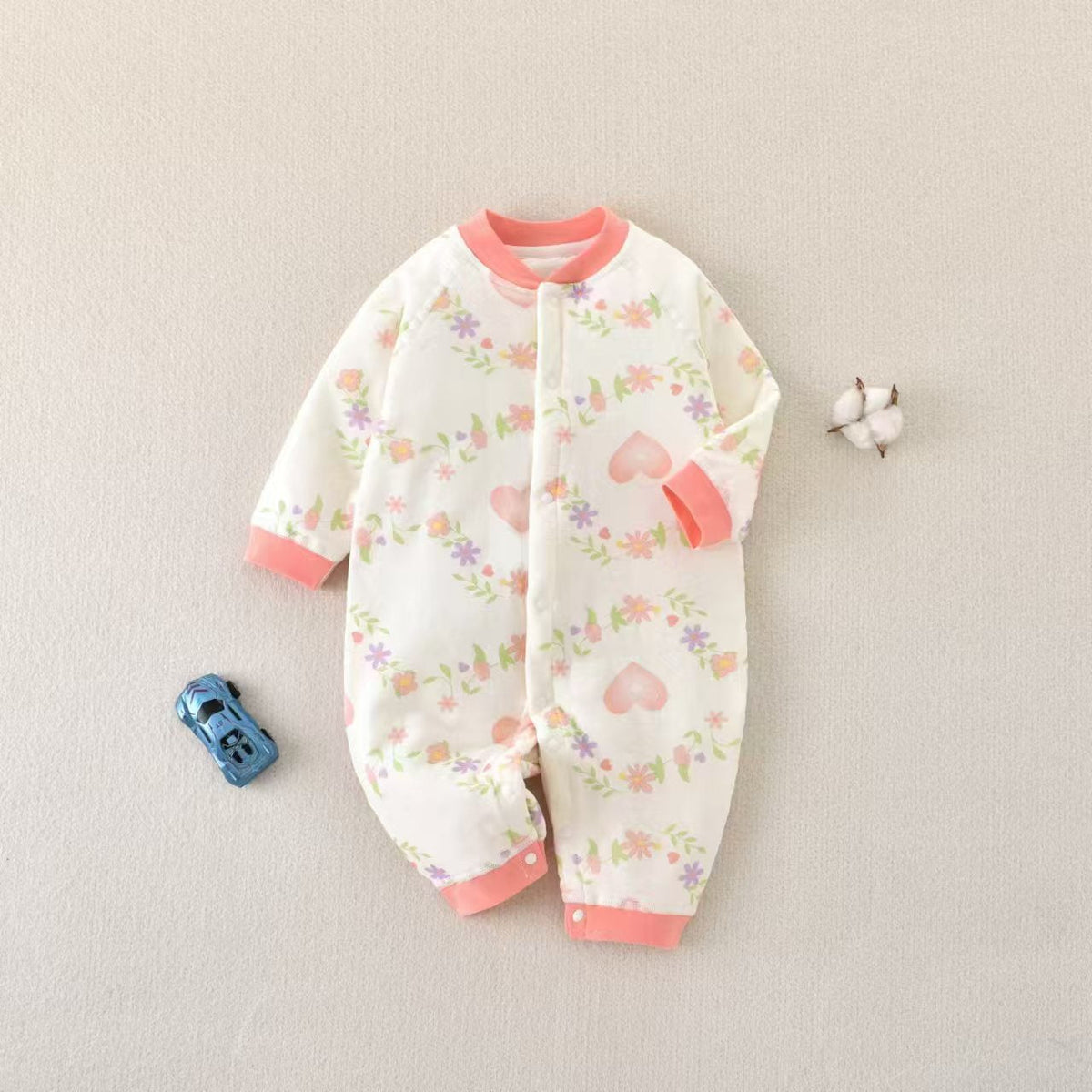 Unisex Newborn Cotton Jumpsuit - Pink, 12-18 Months