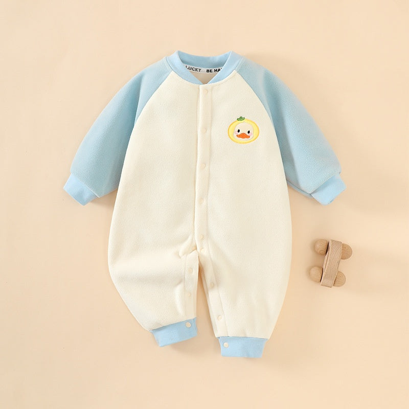 Baby onesie warm autumn and winter austro-grain fleece outdoor clothing thickened - Brown, 9-12 Months