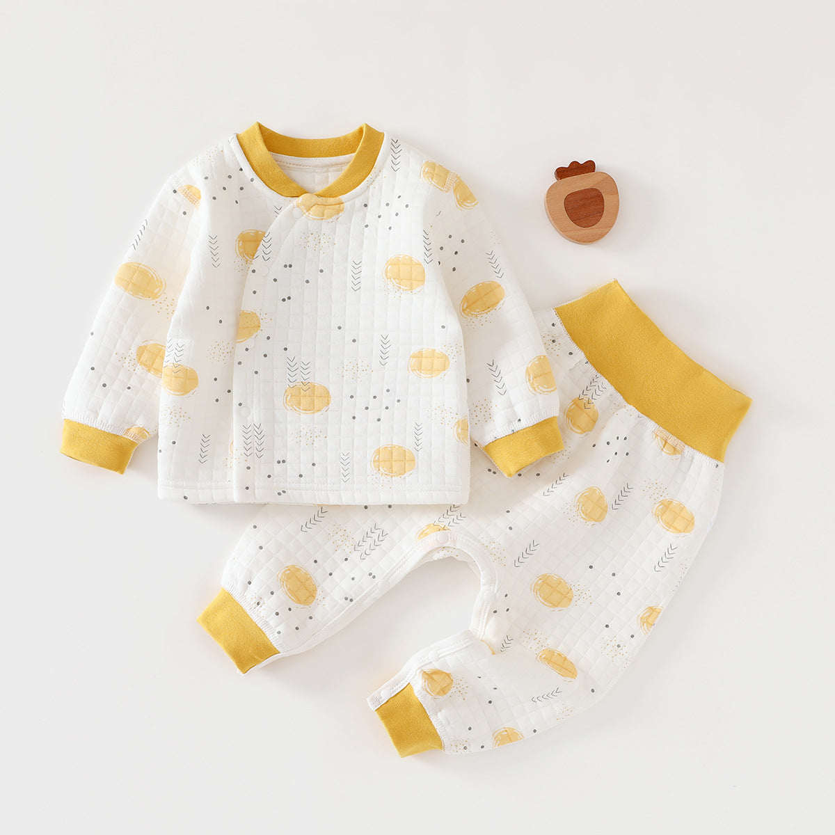 Baby warm set with cotton winter coat boneless split free baby clothes two-piece set - Blue, 9-12 Months