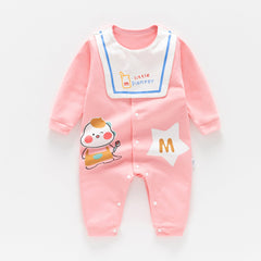 Organic Cartoon Printed Cotton Baby Romper for Spring and Autumn - Pink, 2-3 Years