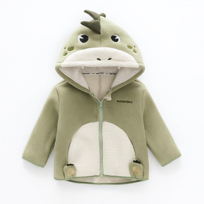 Unisex Baby Cartoon Hooded Winter Coat - Green, 4-5 Years