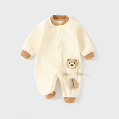 Baby onesie Spring and autumn clothing newborn crystal fleece bear super cute ha clothing crawling suit - Green, 2-3 Years