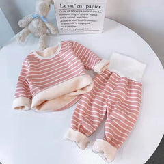 Baby Striped Thermal Cotton Set - Pink, 5-6 Years