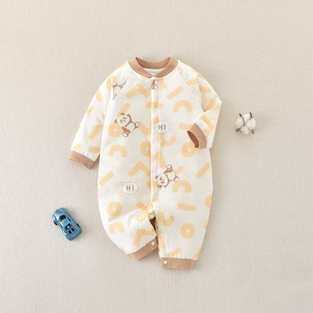 Winter Unisex Newborn Cotton Jumpsuit - Brown, 12-18 Months