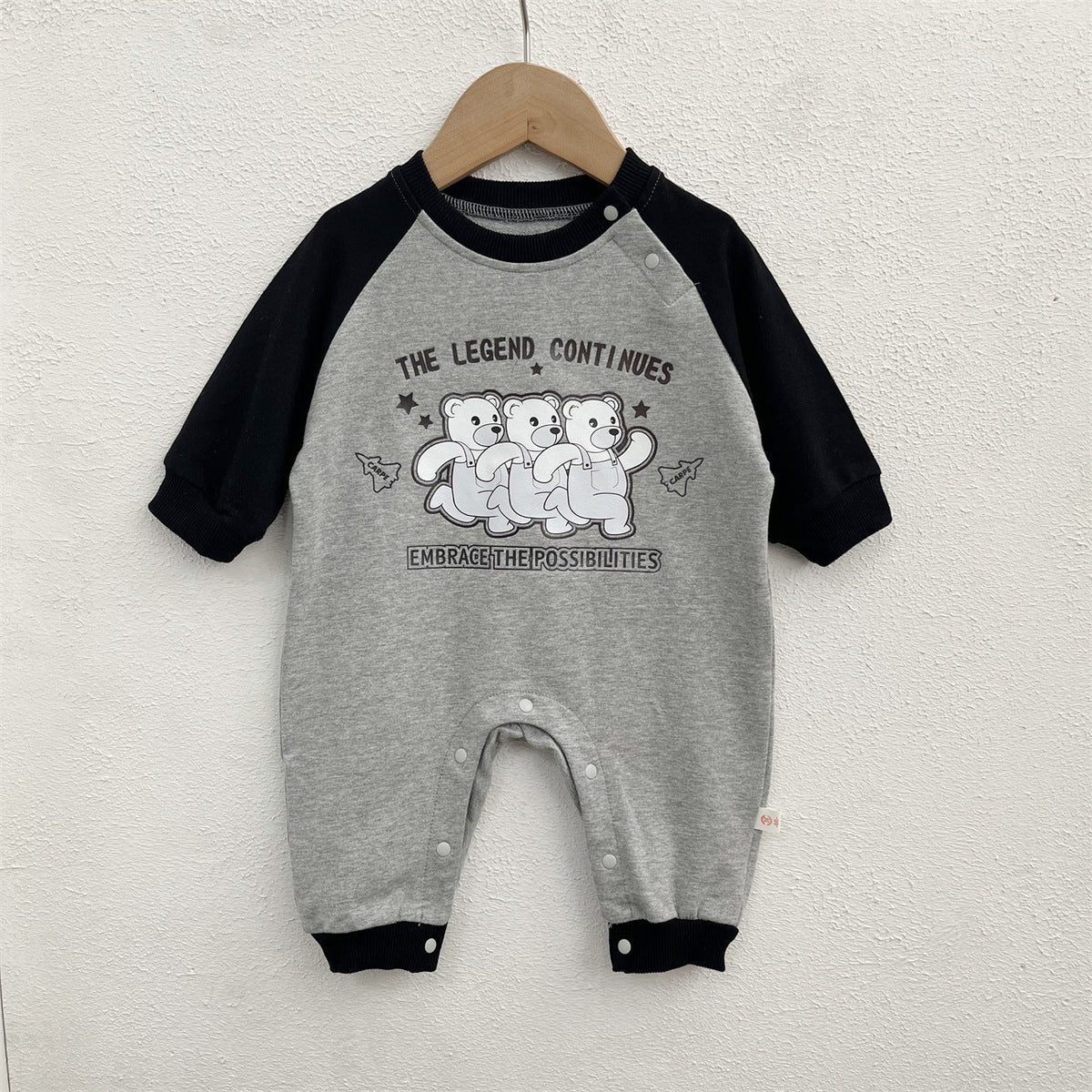 Spring and autumn baby boys and girls long-sleeved cotton jumpsuit - Blue, 9-12 Months