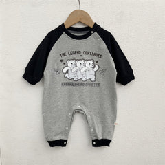 Spring and autumn baby boys and girls long-sleeved cotton jumpsuit - Blue, 2-3 Years