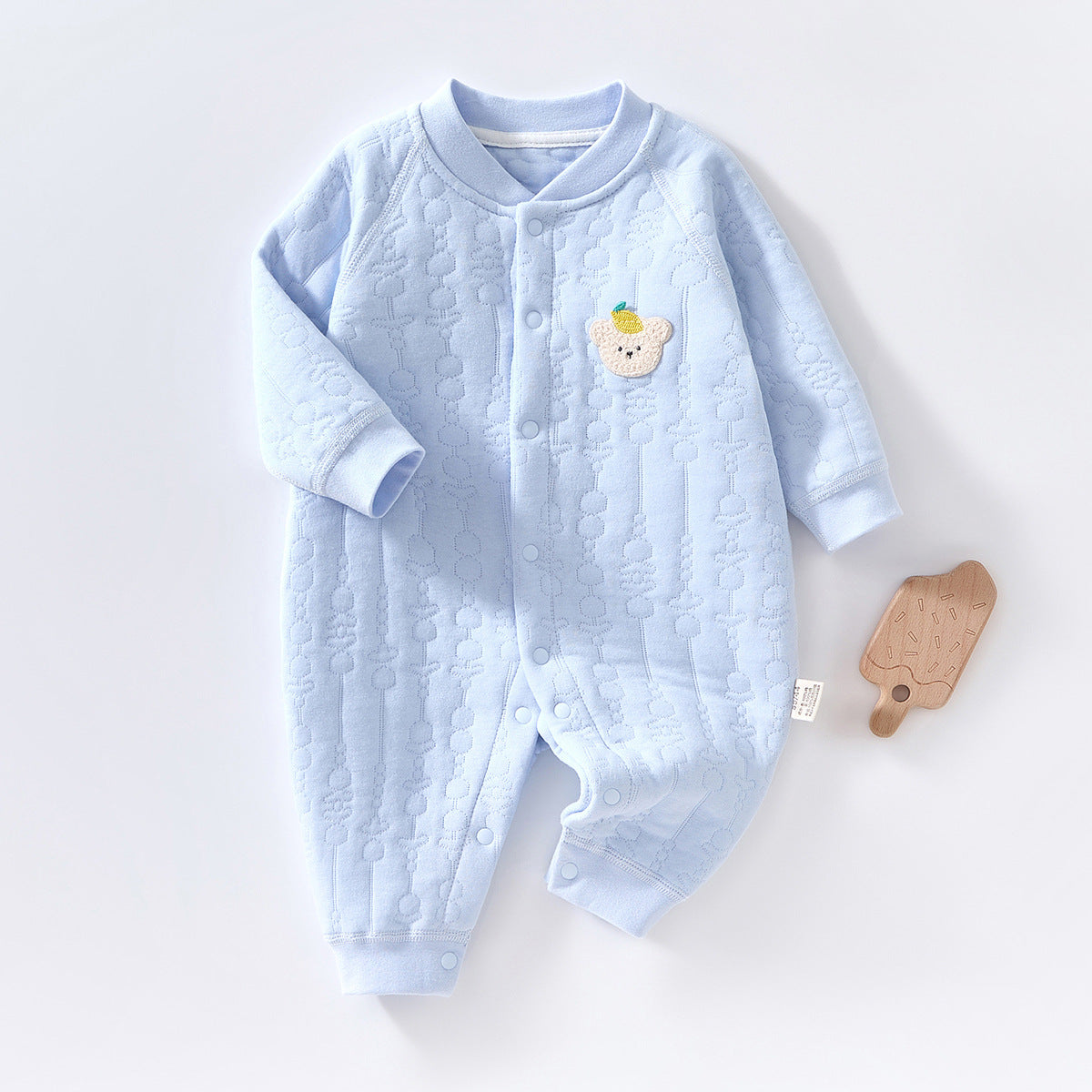 Unisex winter cotton thickened cartoon onesie Spring and winter baby cotton padded warm cotton jacket - Blue, 2-3 Years