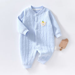 Unisex winter cotton thickened cartoon onesie Spring and winter baby cotton padded warm cotton jacket - Blue, 2-3 Years