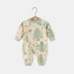 Baby onesie Spring and winter Tree printed cotton long sleeve base newborn clothes - Green, 2-3 Years